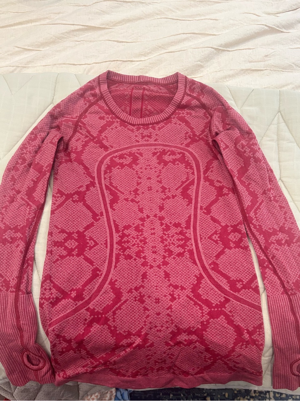 lululemon athletica Red Patterned Seamless Crew Sweater